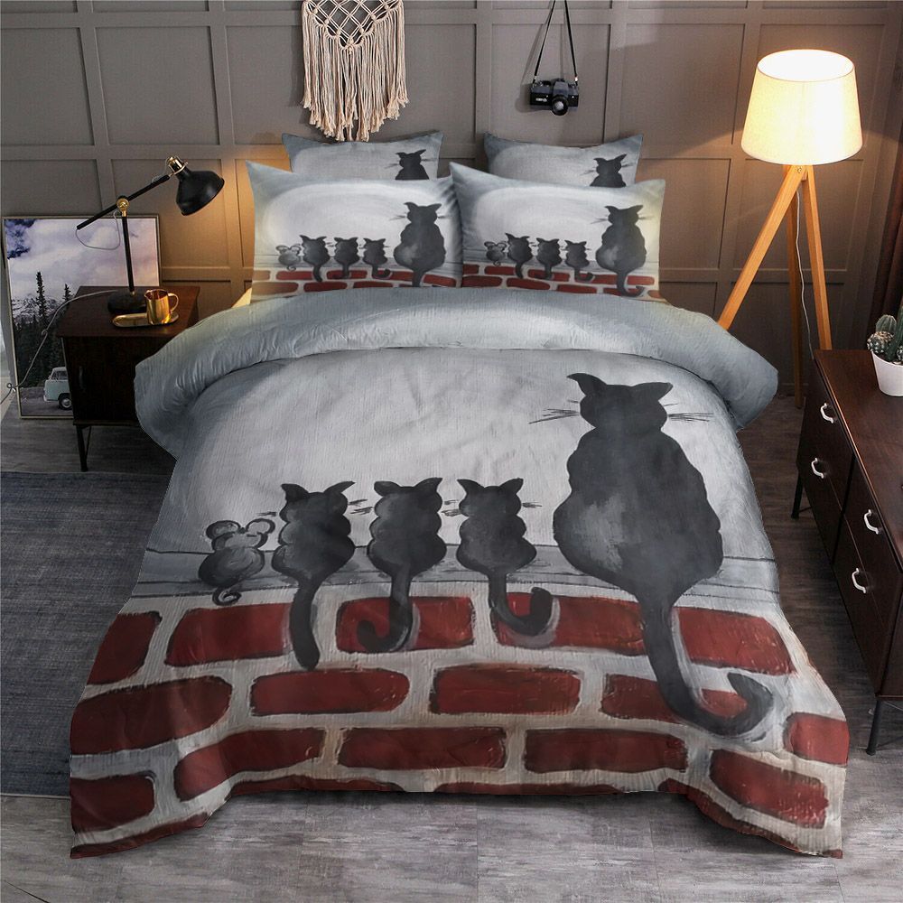 Moonlight Black Cats And A Mouse Bedding Set