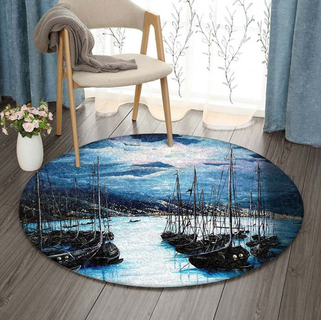 Moonlight Over Port Of Spain Round Carpet