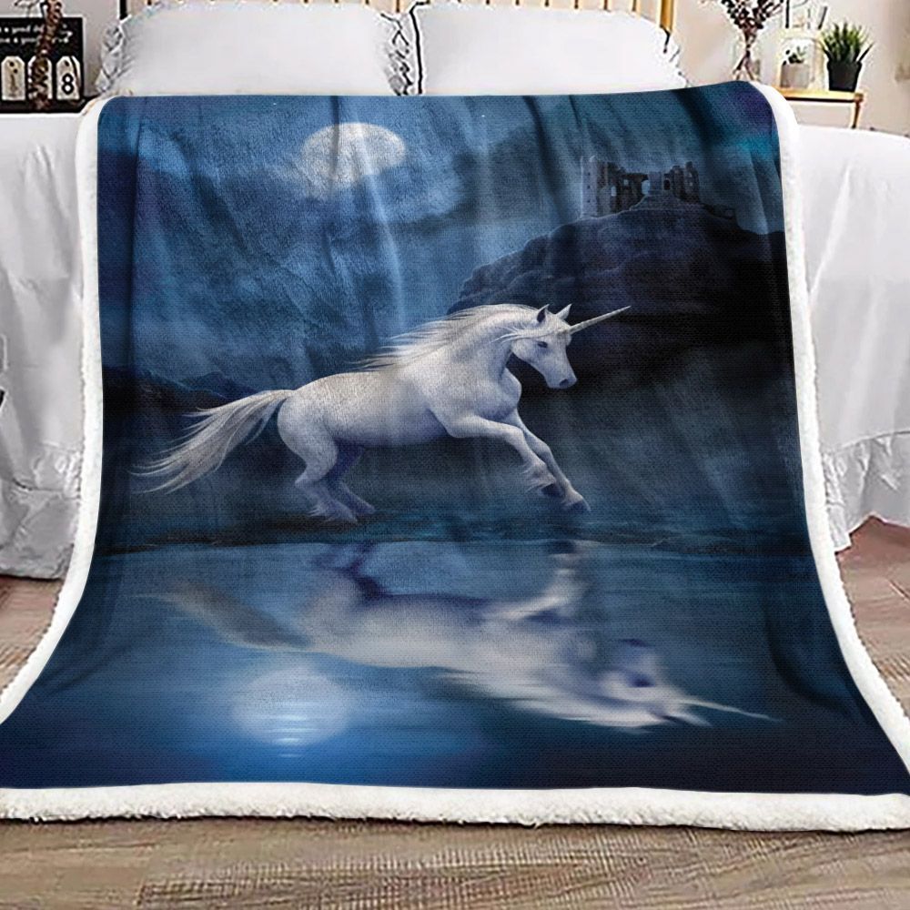 Moonlight Unicorn Sherpa Fleece Blanket