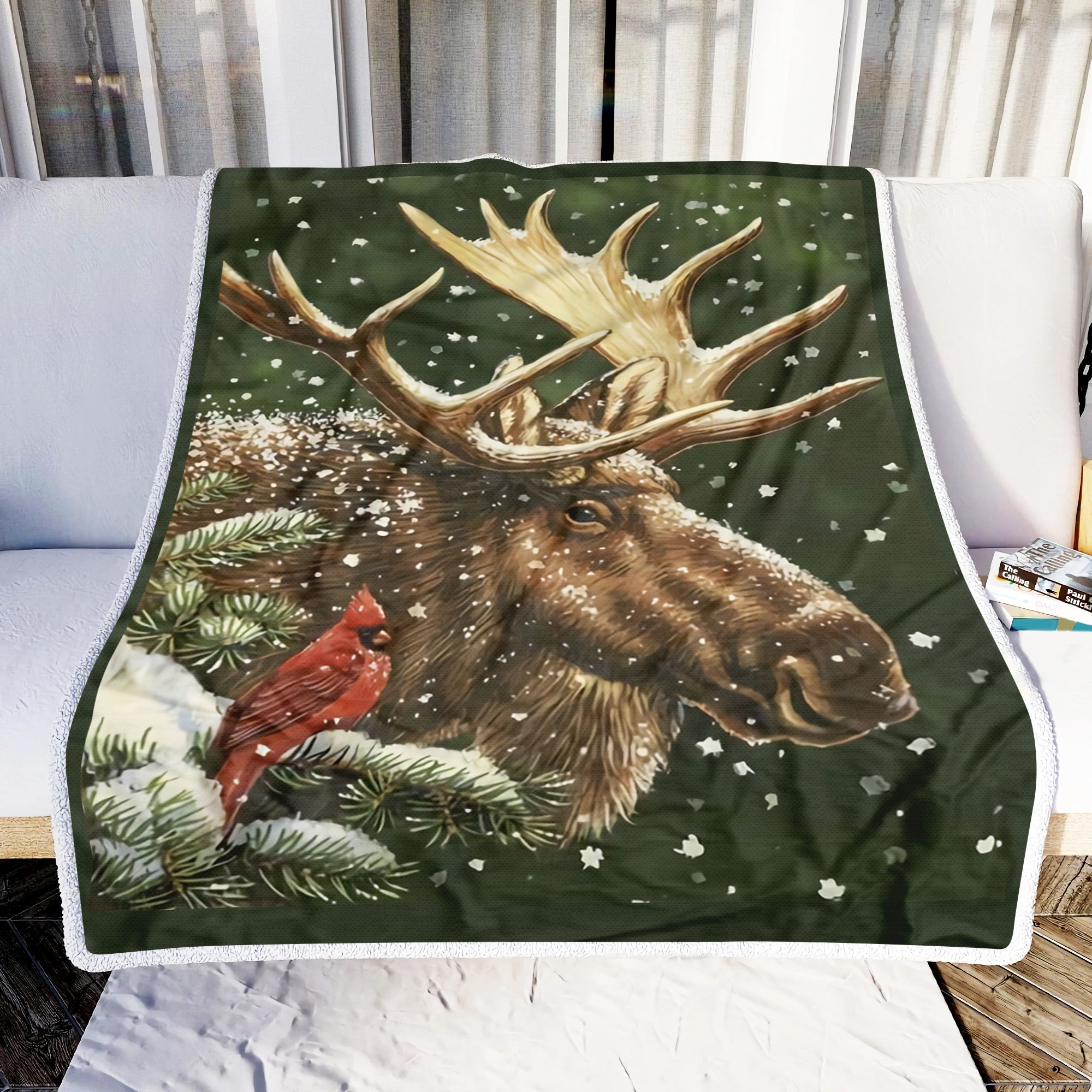 Moose And Cardinal Fleece Blanket
