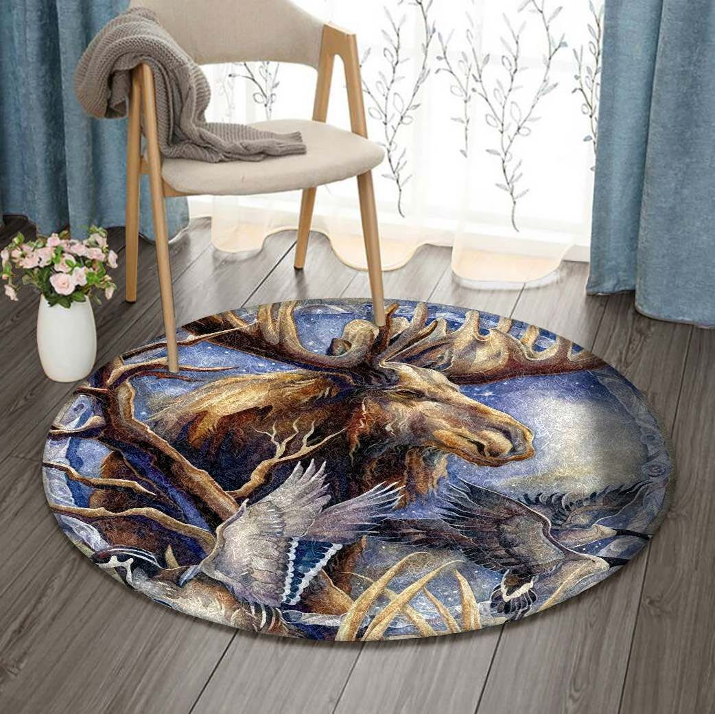Moose And Mallard Round Carpet