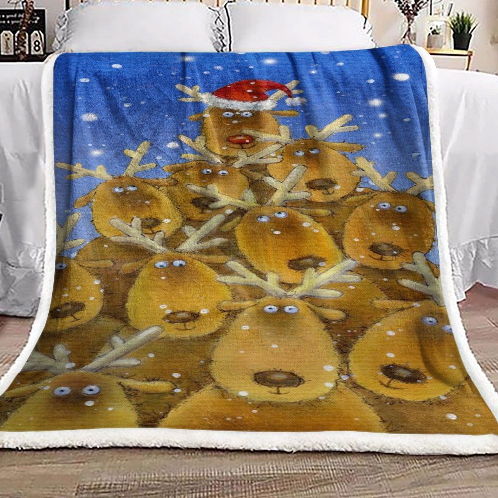Moose Christmas Sherpa Fleece Blanket