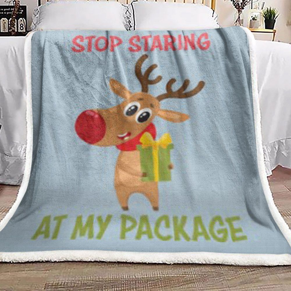 Moose Funny Christmas Sherpa Fleece Blanket