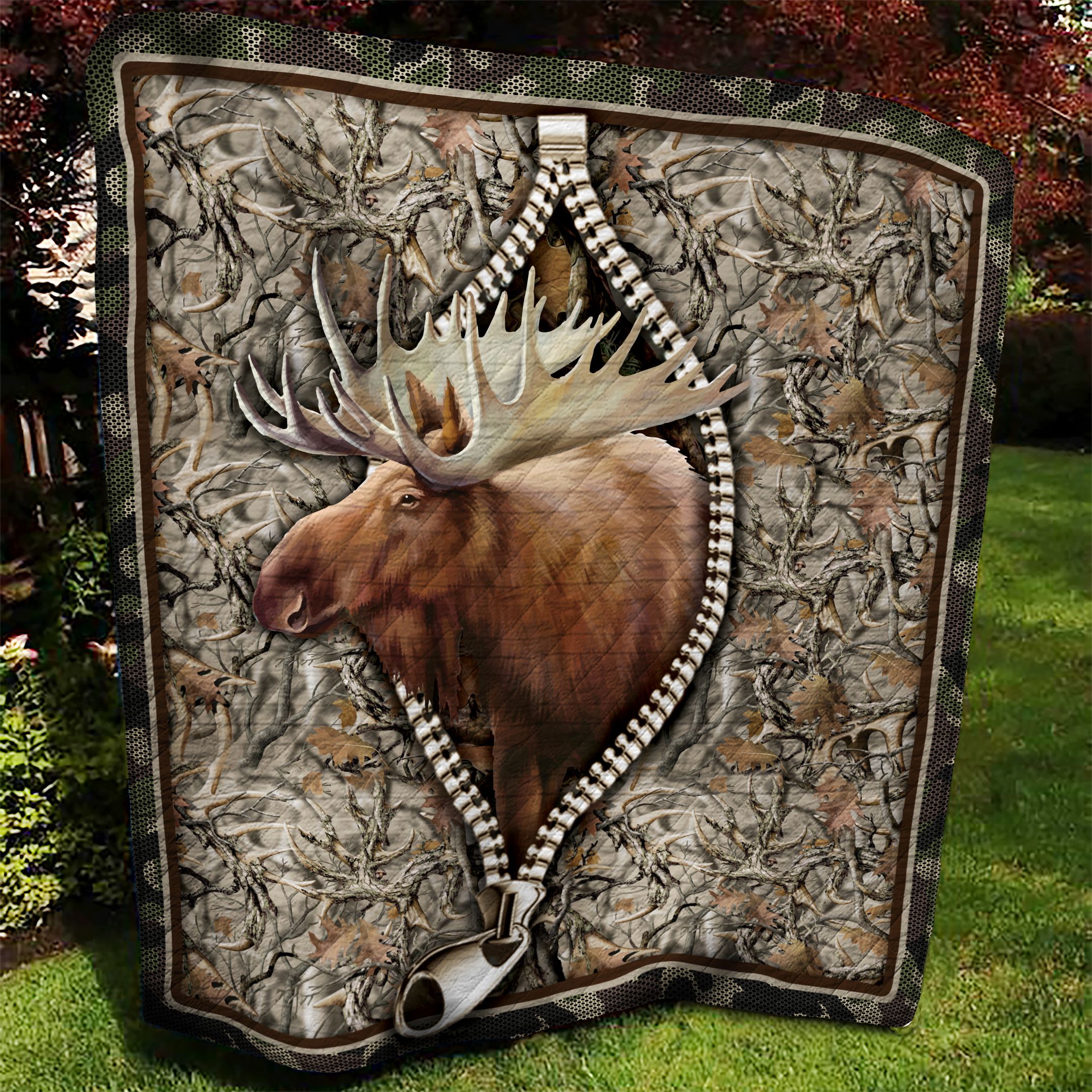 Moose Hunting AAA110905TA Quilt Blanket