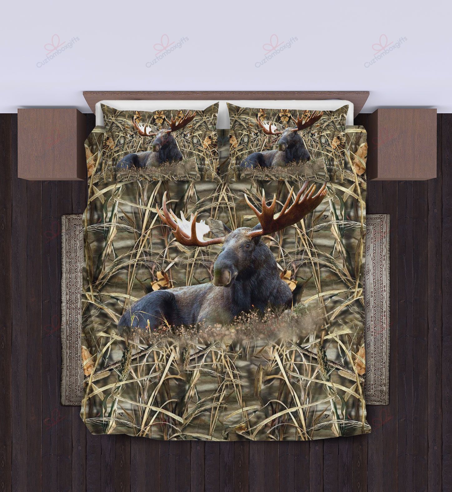 Moose Hunting Printed Bedding Set