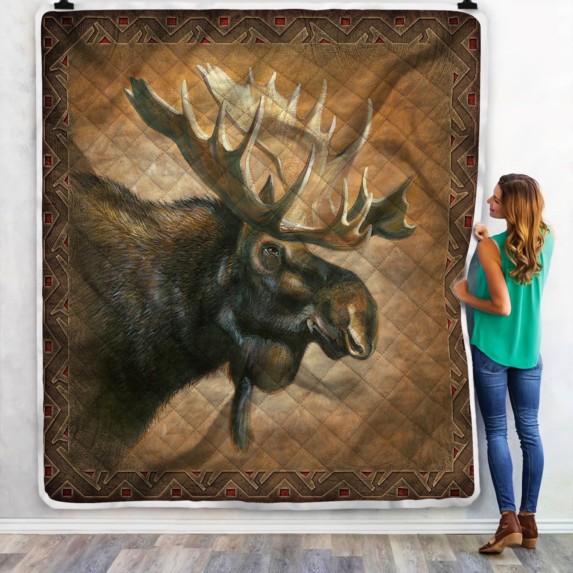 Moose Lodge Hunting Sherpa Fleece Blanket