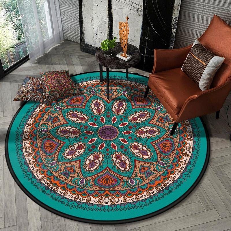 Morocco Style Mandala Flower Round Carpet