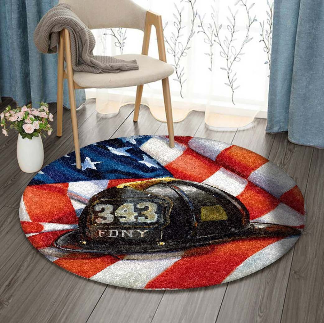 Mortar Hat American Flag Round Carpet
