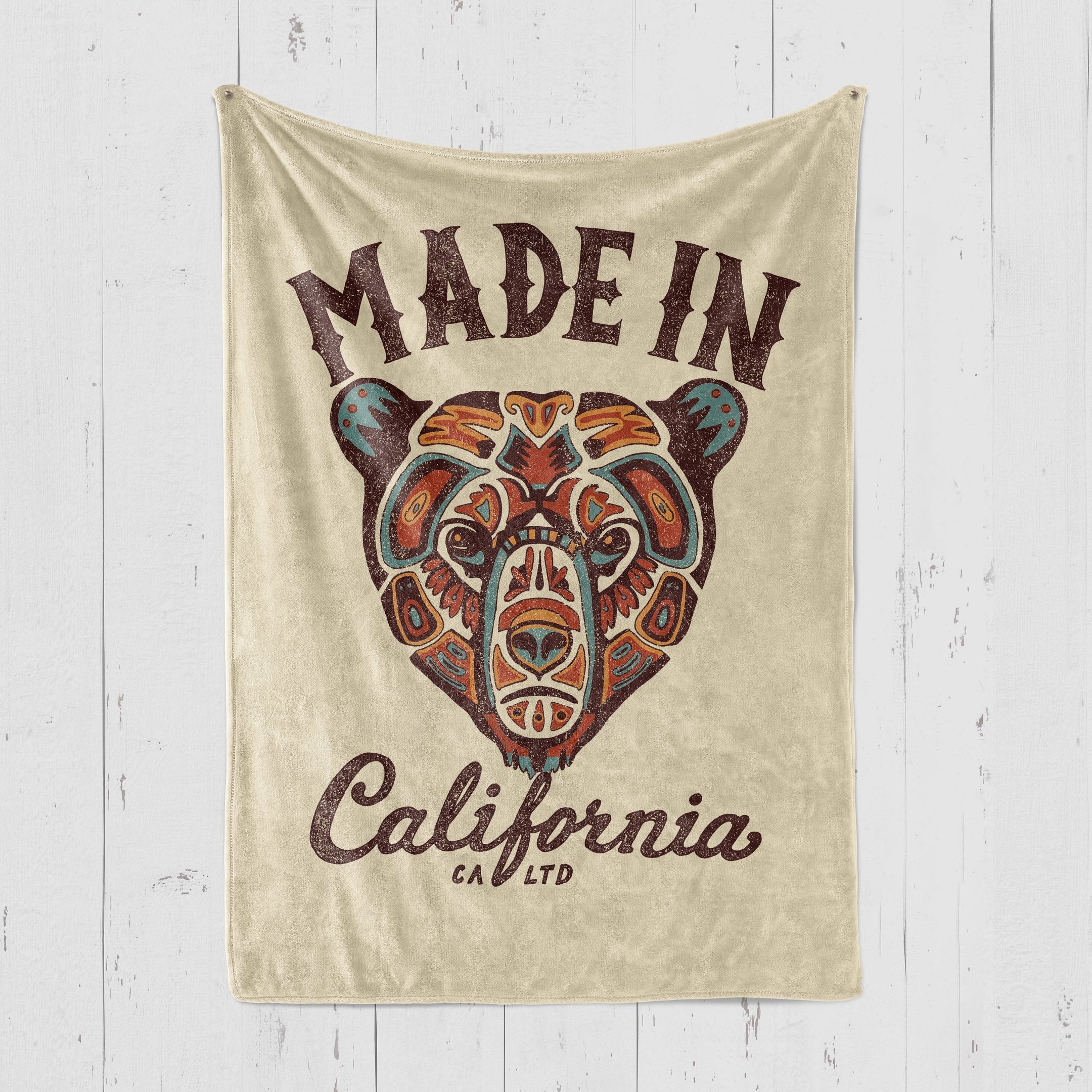 Mosaic Bear Made In California Blanket Gift For Friends