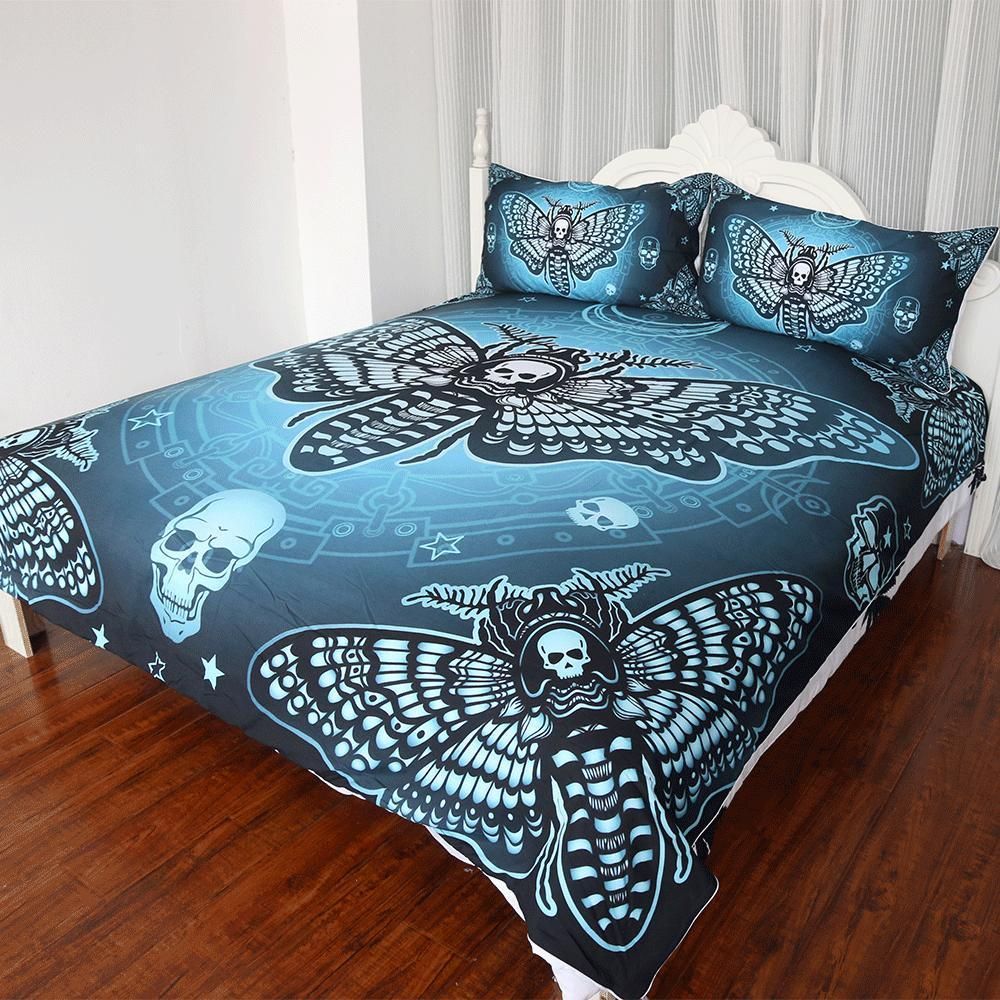 Moth Butterfly Skull Bedding Set
