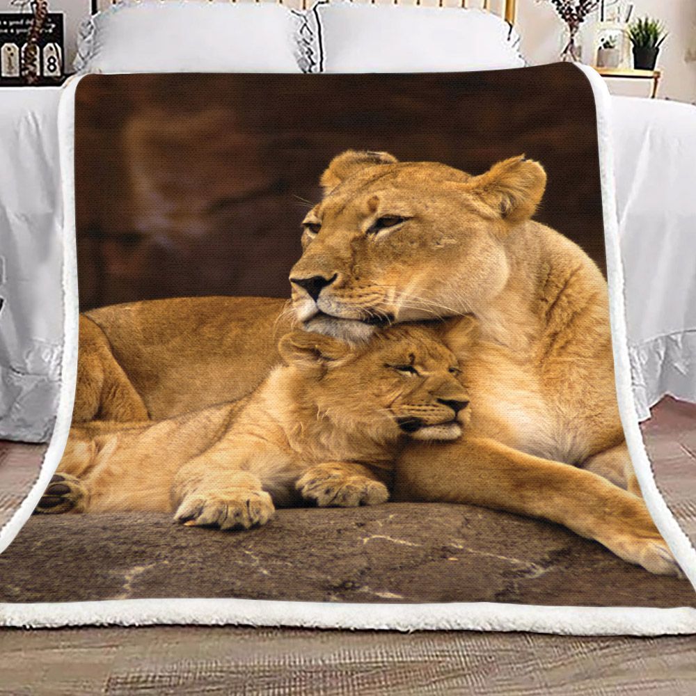 Mother And Son Lion Sherpa Fleece Blanket