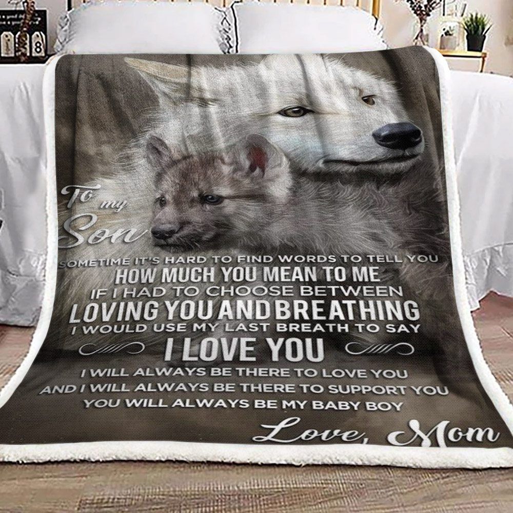 Mother And Son Wolf Sherpa Fleece Blanket