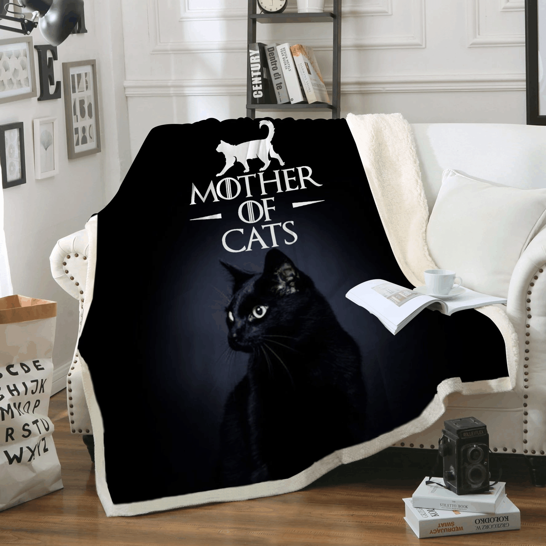 Mother Black Cats Sherpa Fleece Blanket