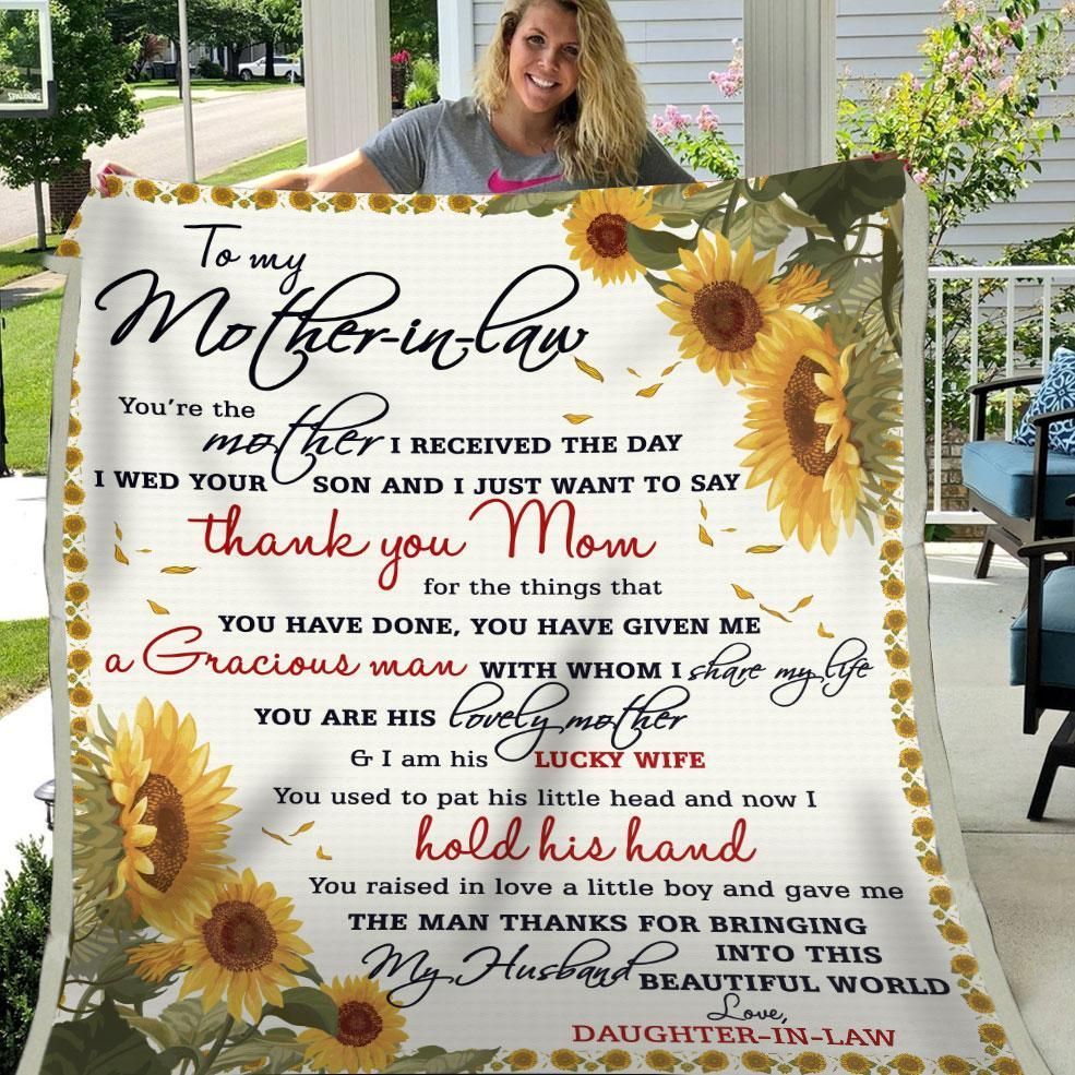 Mother In Law Thanks For Bringing My Husband Into This World Sherpa Fleece Blanket