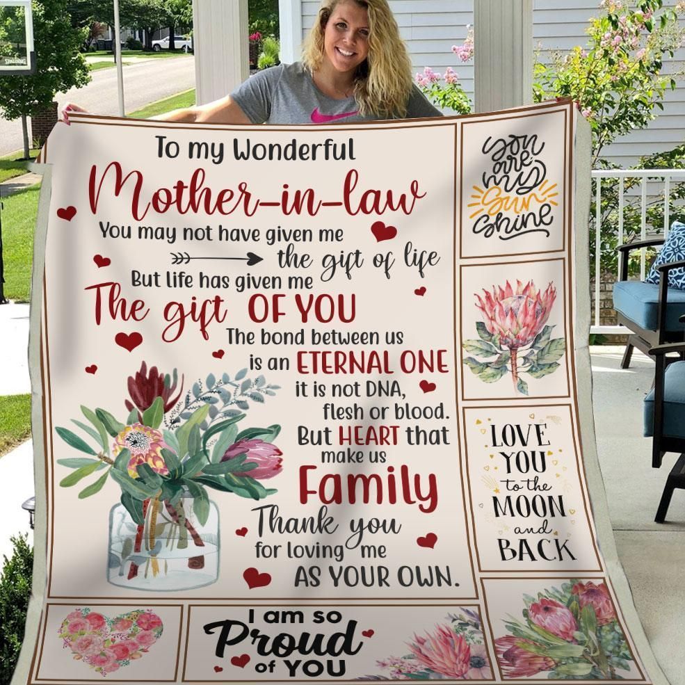 Mother In Law Thanks For Loving Me As Your Own Flowers Sherpa Fleece Blanket