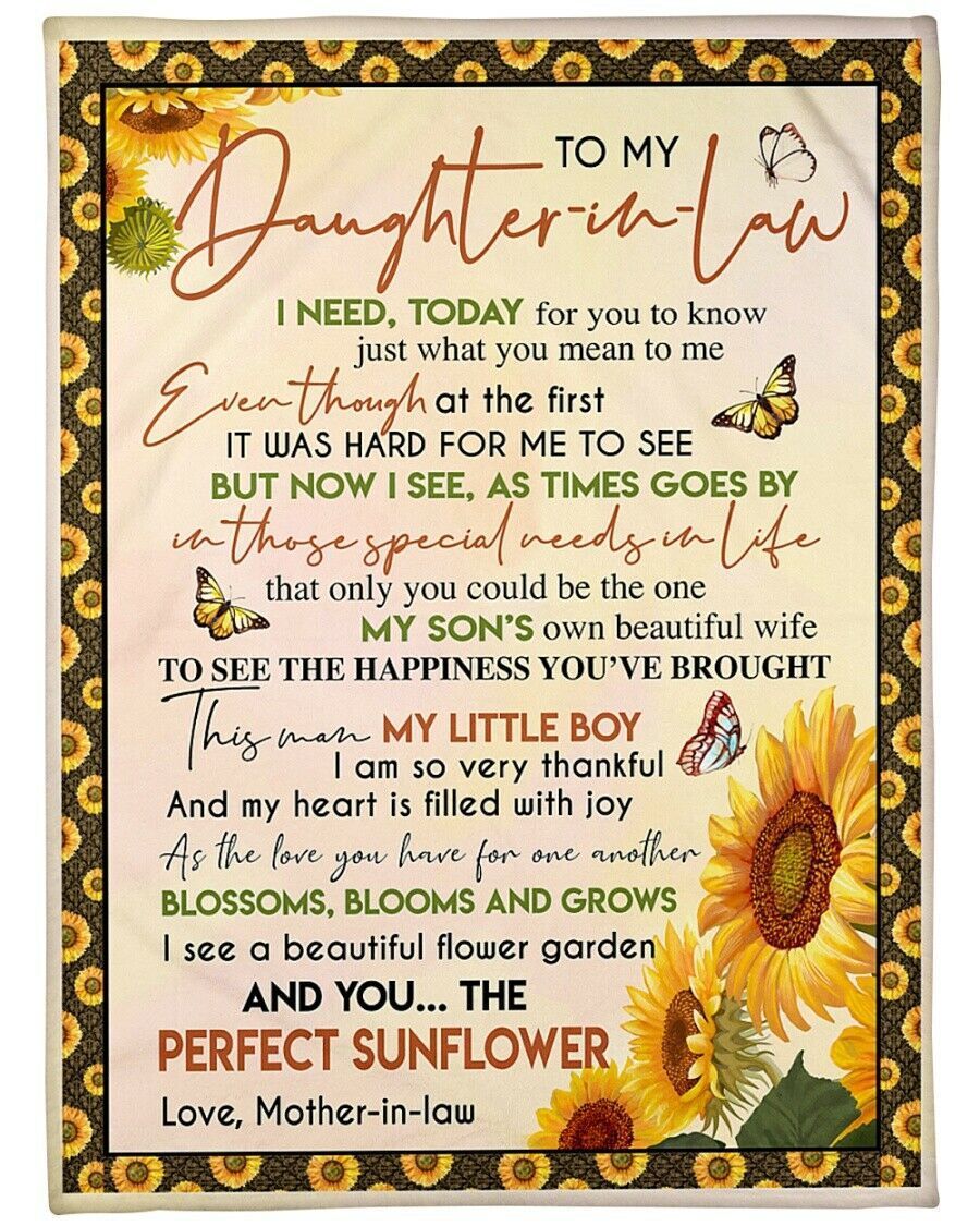 Mother In Law To My Daughter In Law You The Perfect Sunflower Sherpa Fleece Blanket