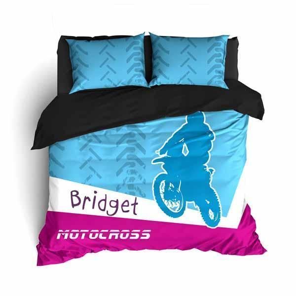 Motocross Bridget Blue And Pink Bedding Set