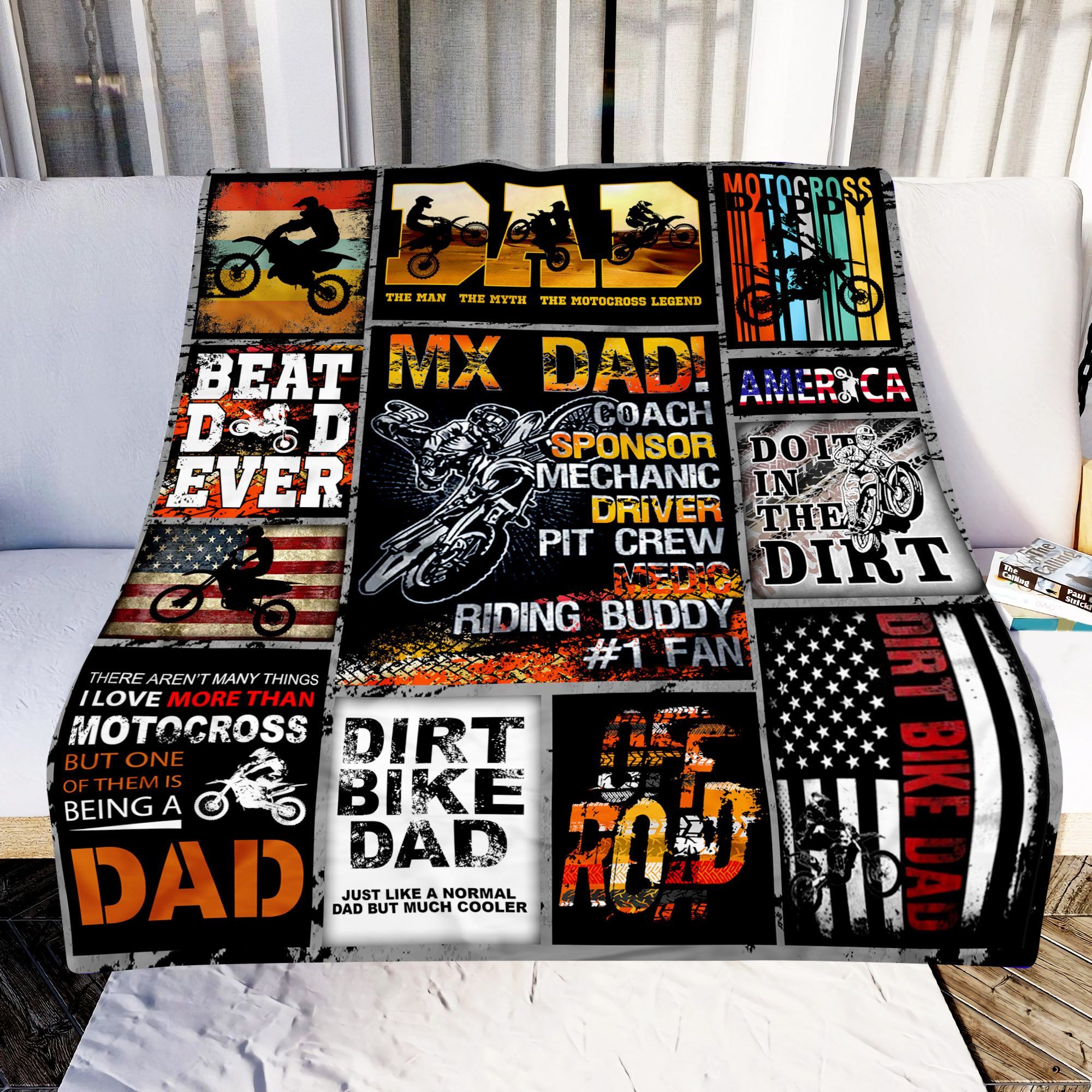 Motocross Dad Sherpa Fleece Blanket