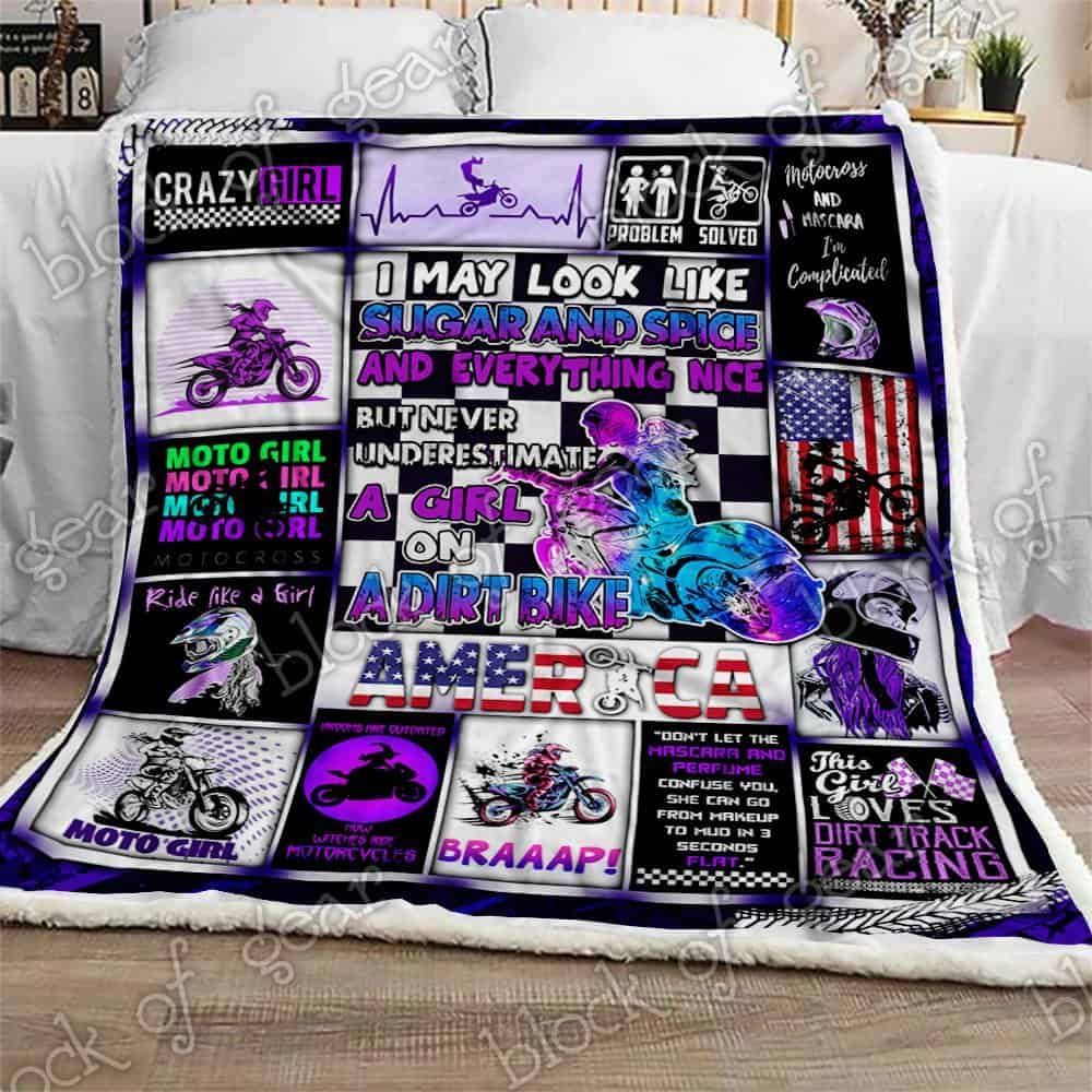 Motocross Girl Fleece Blanket