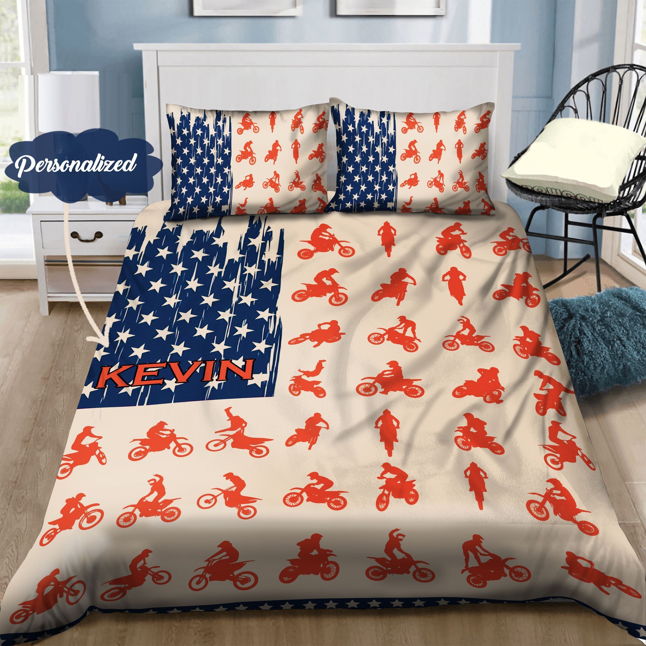 Motocross Personalized Bedding Set