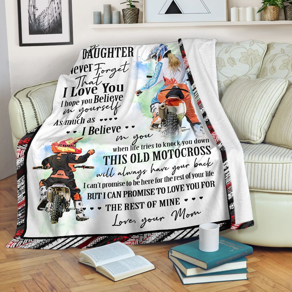 Motocross To My Daughter Sherpa Fleece Blanket