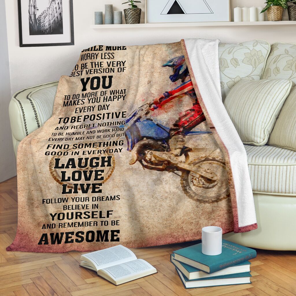 Motocross Today Is A Good Day Fleece Blanket Gift Fleece Blanket