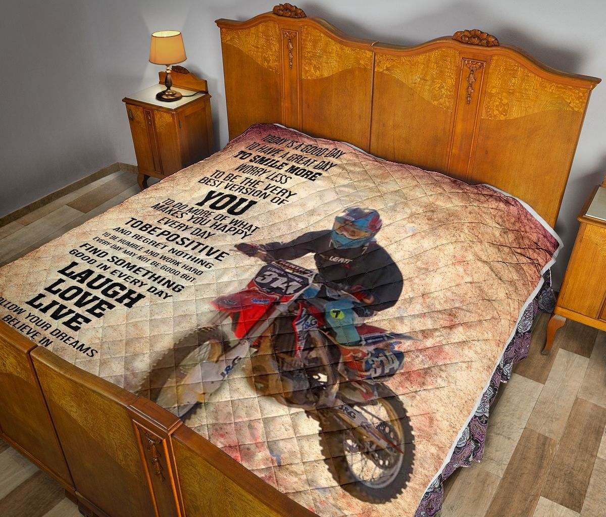 MOTOCROSS TODAY IS A GOOD DAY QUILT KD DHC281110966DD