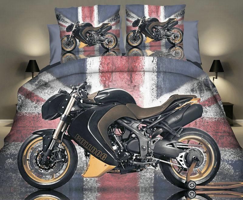 Motorbike 3d Photo Uk Flag Bedding Set
