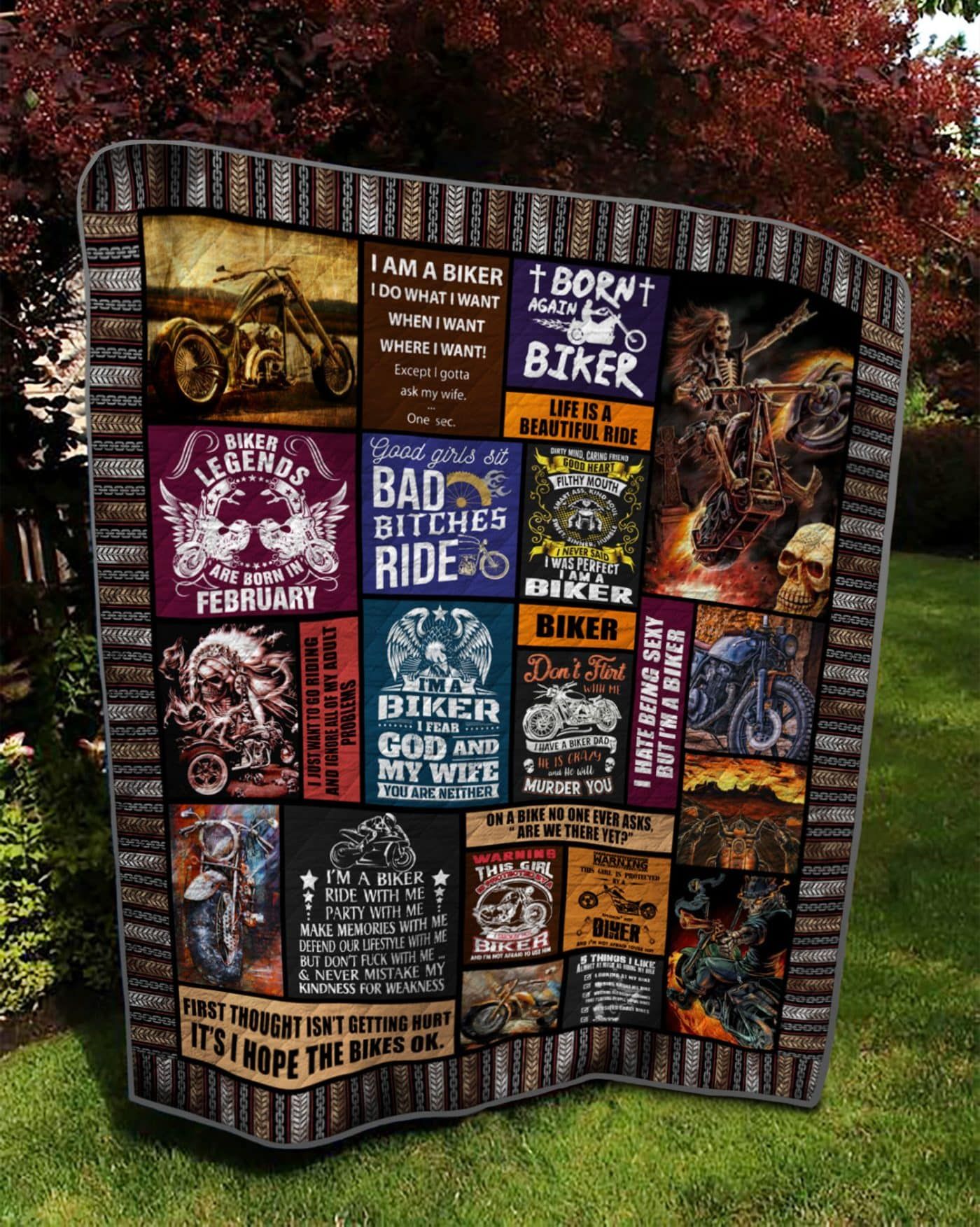 Motorbike Born Again Biker Quilt Blanket DHC3112981TD