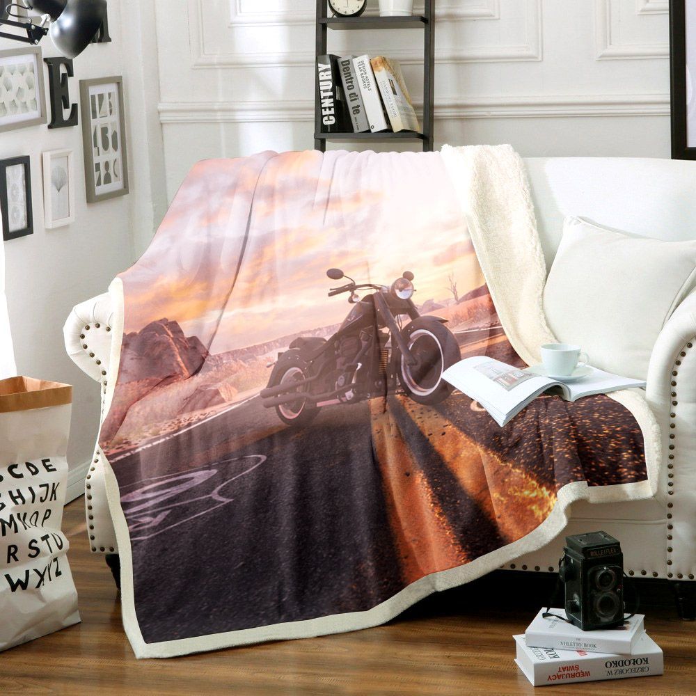 Motorbike Sherpa Fleece Blanket