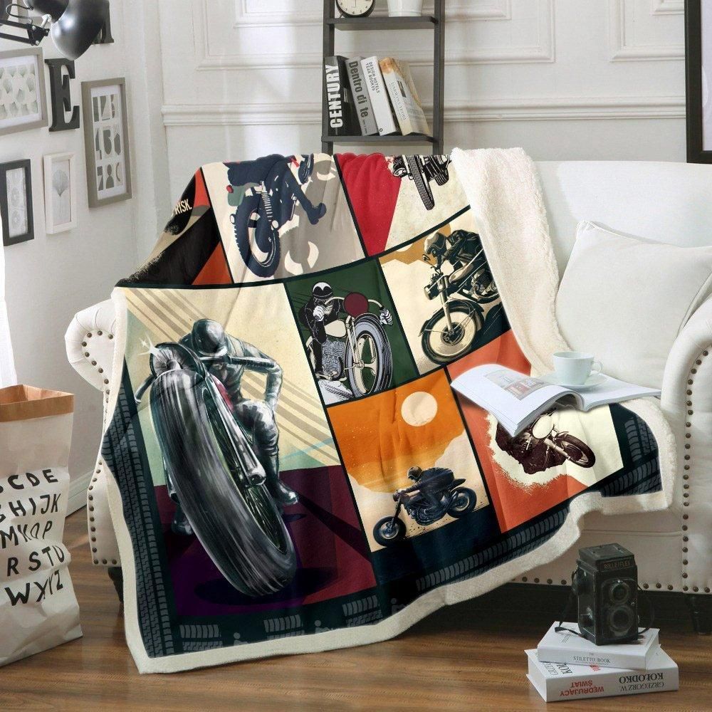 Motorbike Sherpa Fleece Blanket