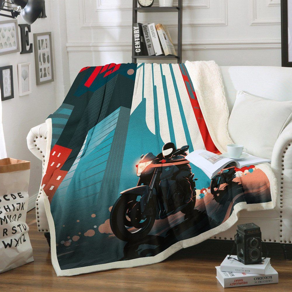 Motorbike Sherpa Fleece Blanket