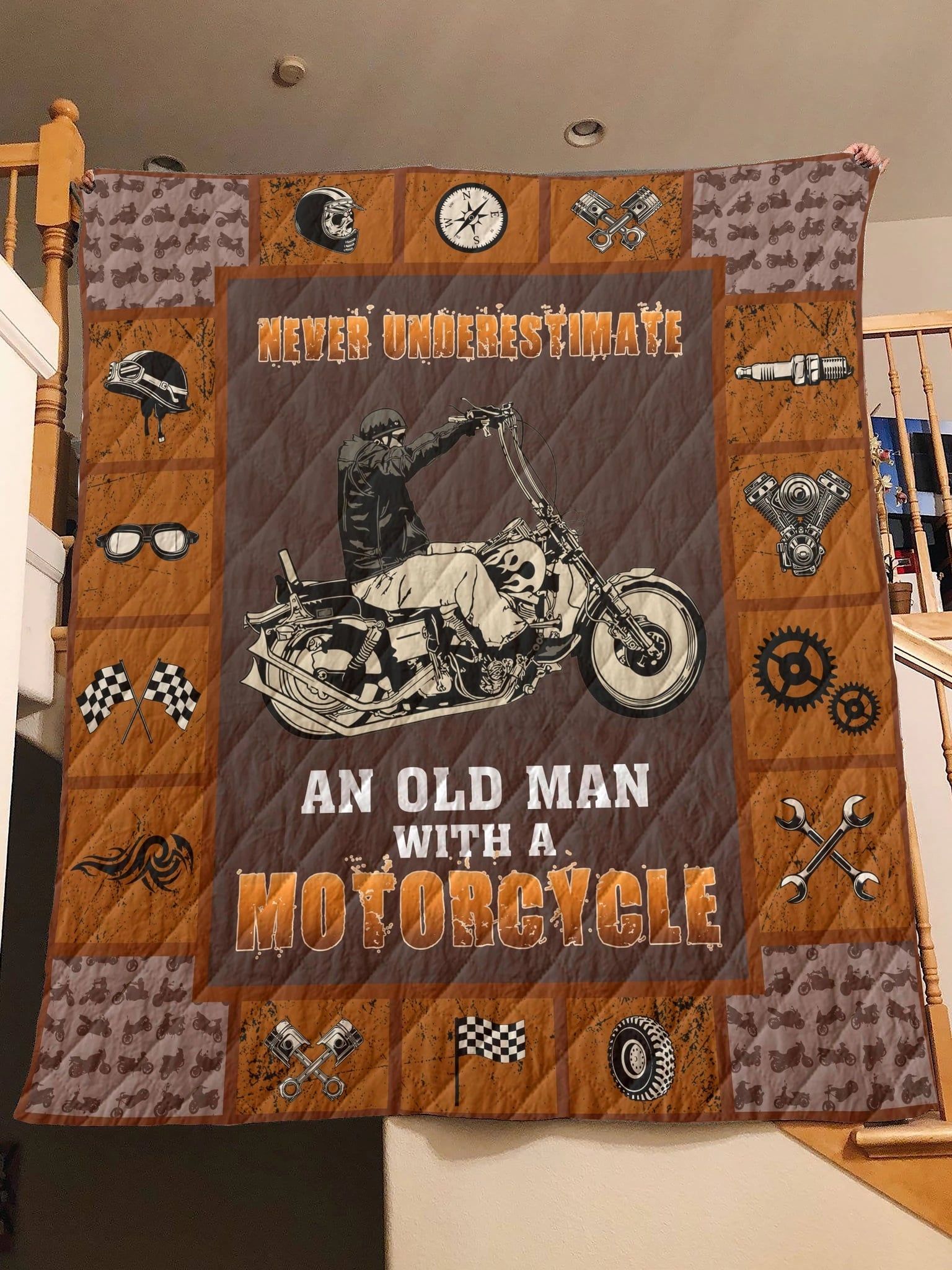 Motorbike Man With A Motorcycle Quilt Blanket DHC3112936TD