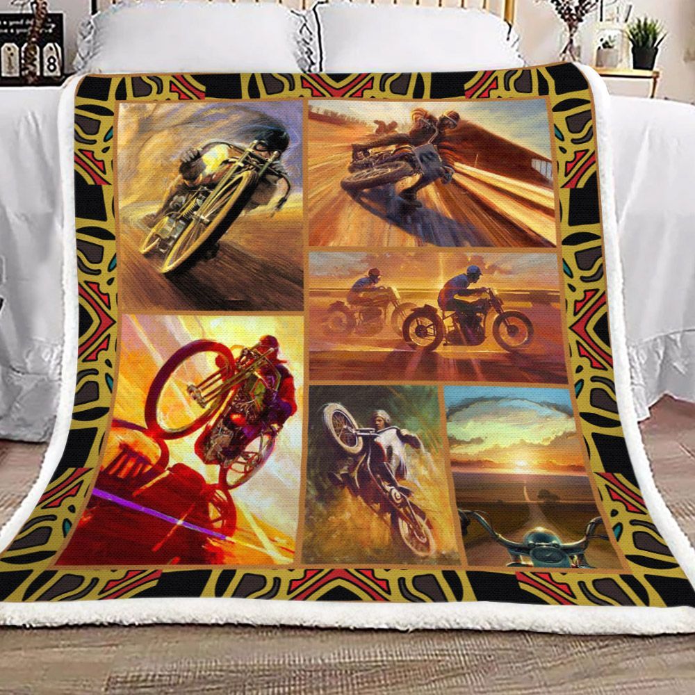 Motorbike Sherpa Fleece Blanket