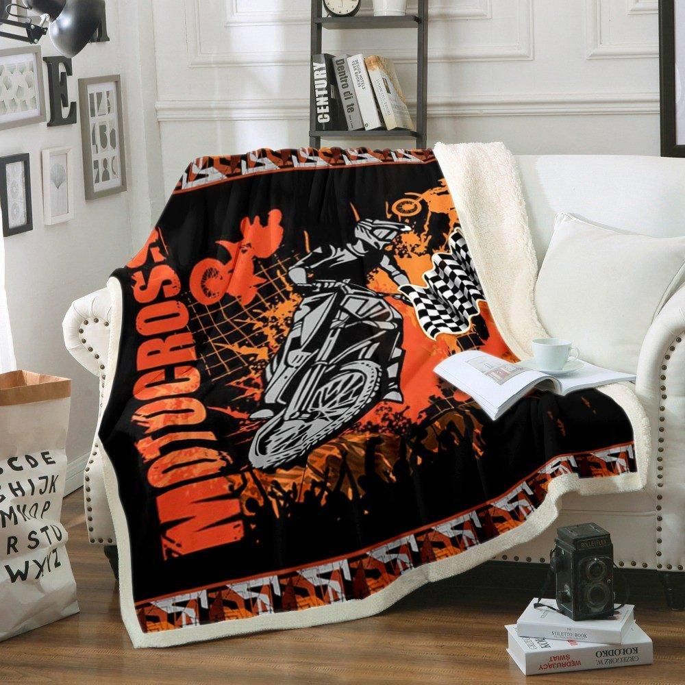 Motorcross Sherpa Fleece Blanket
