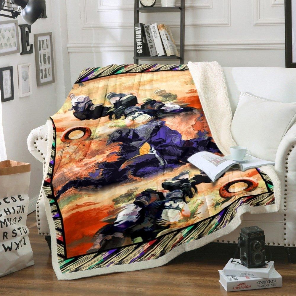 Motorcross Sherpa Fleece Blanket