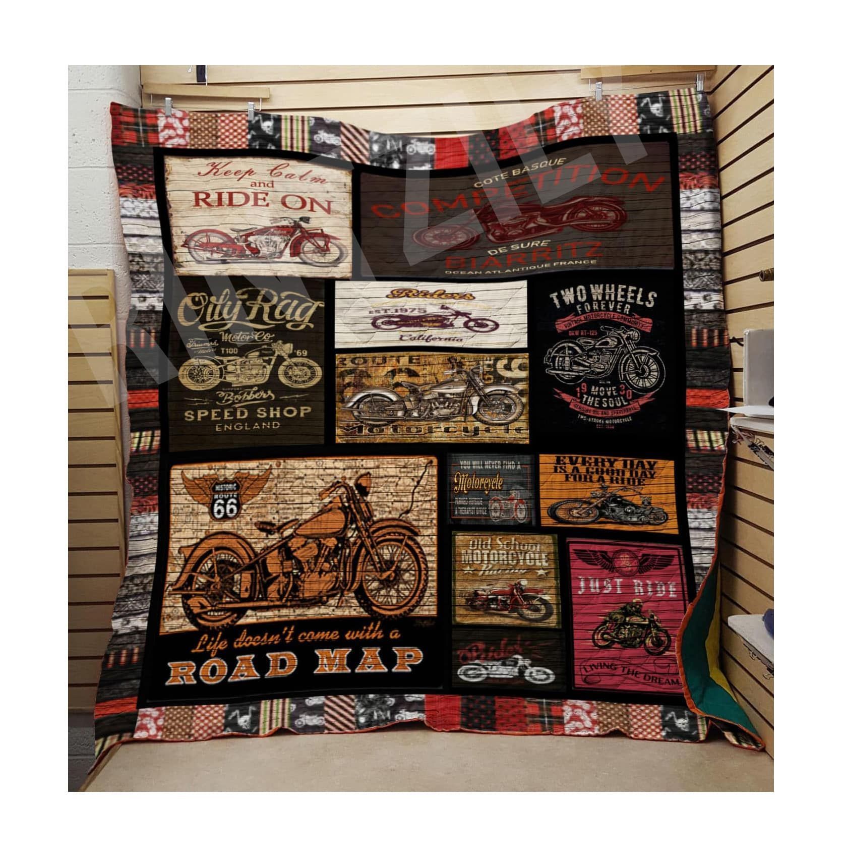 Motorcycle A Road Map GS-CL-DT0107 Quilt Blanket