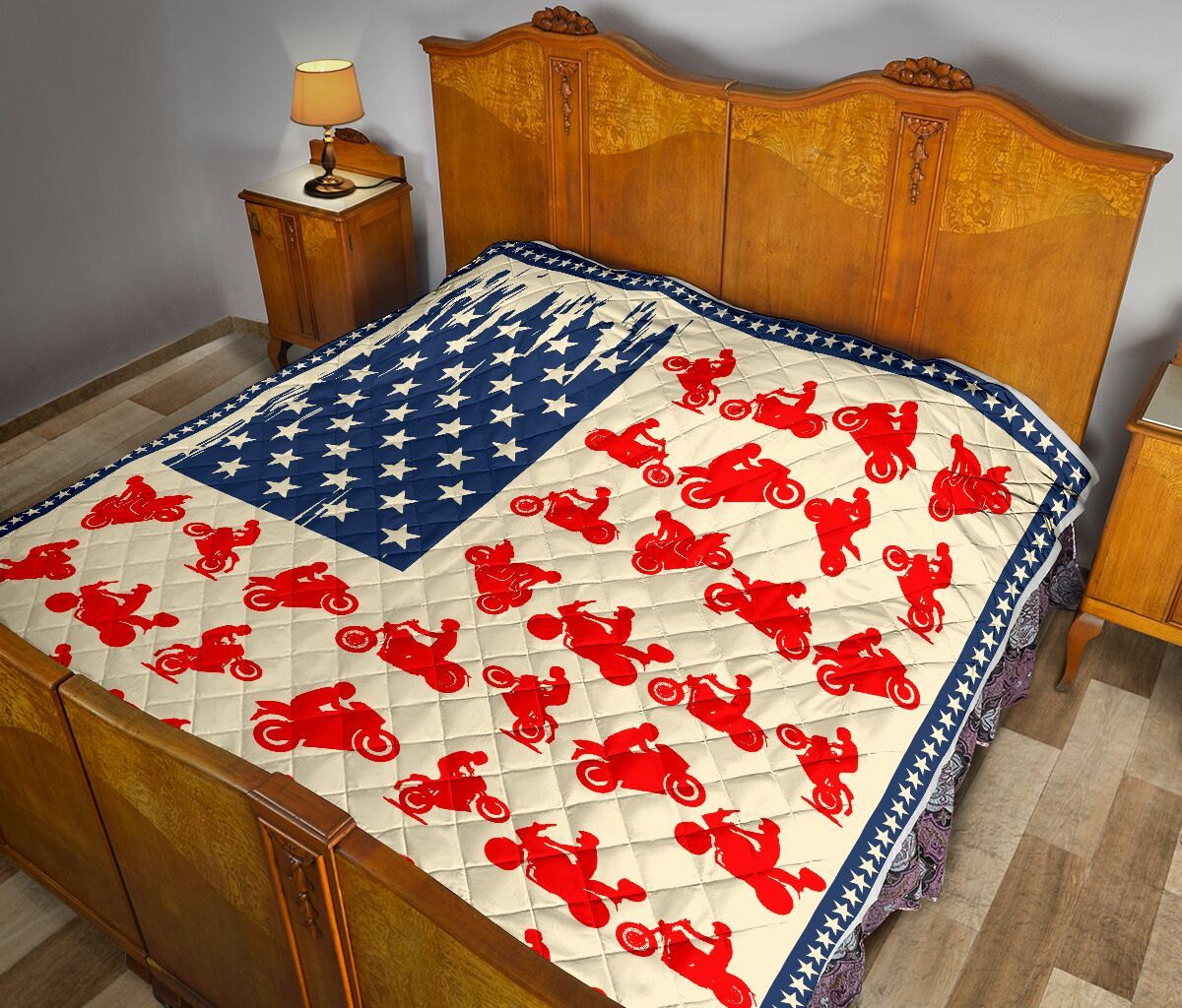 Motorcycle American Flag Quilt Blanket Dhc1312779Dd