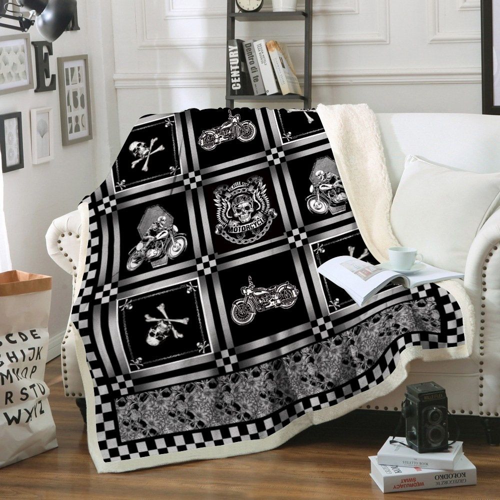 Motorcycle Sherpa Fleece Blanket