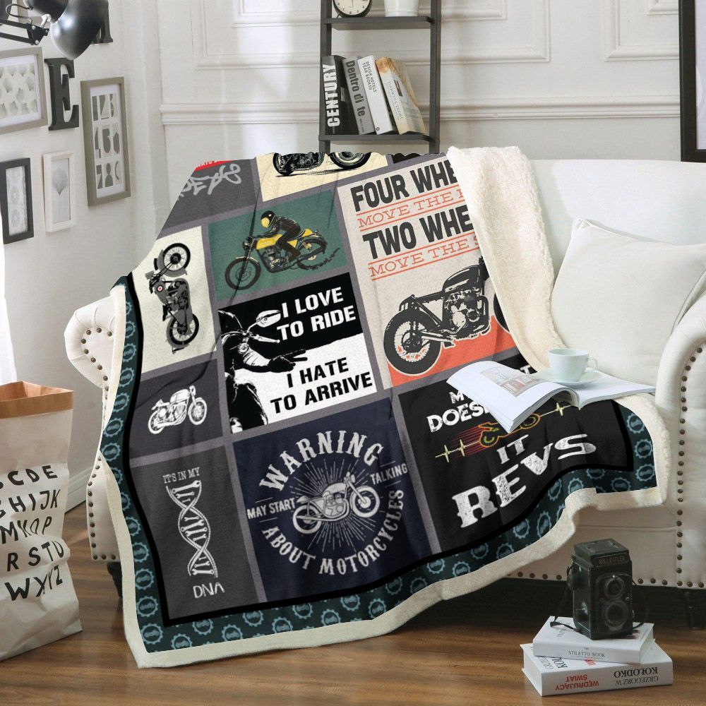 Motorcycle Sherpa Fleece Blanket