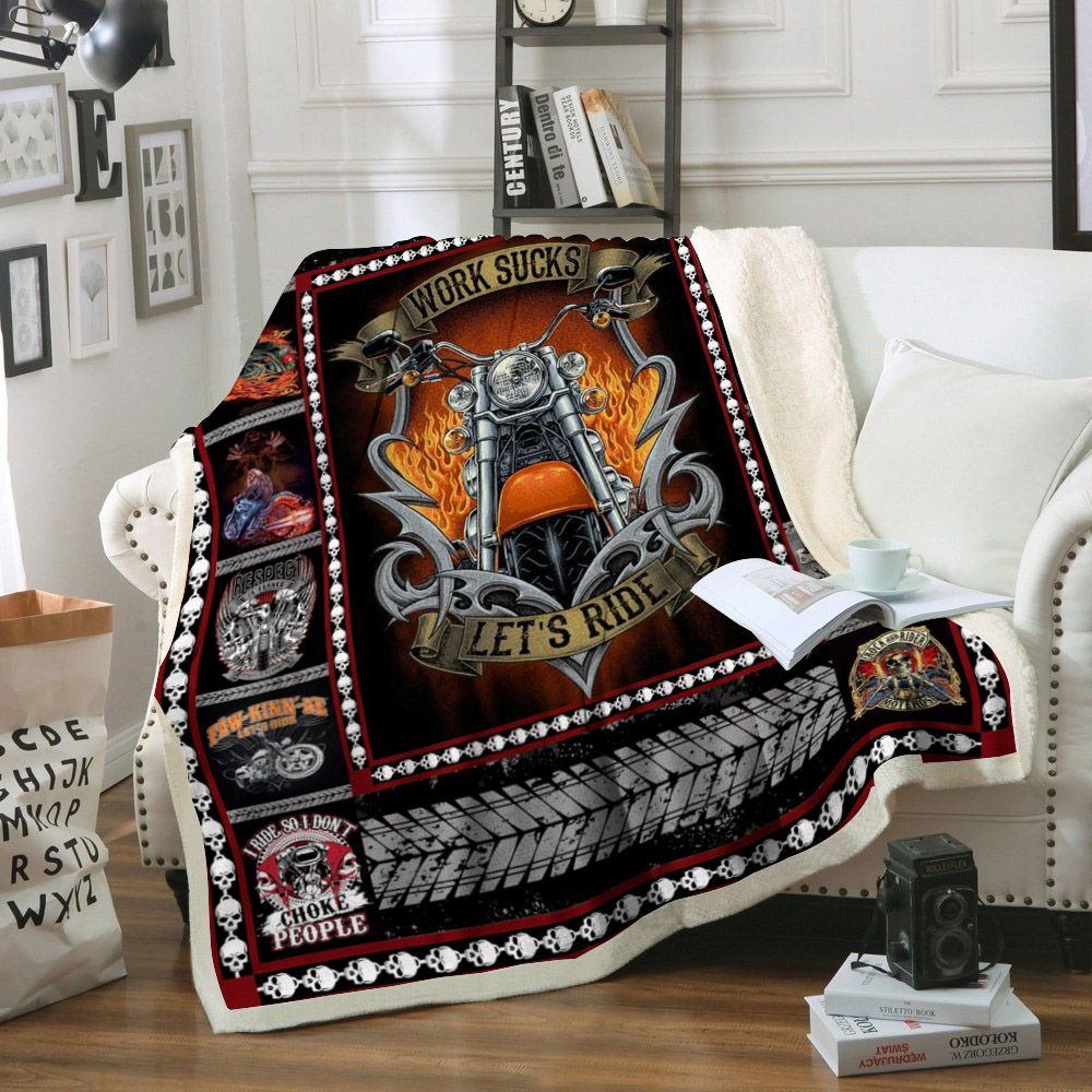 Motorcycle Sherpa Fleece Blanket