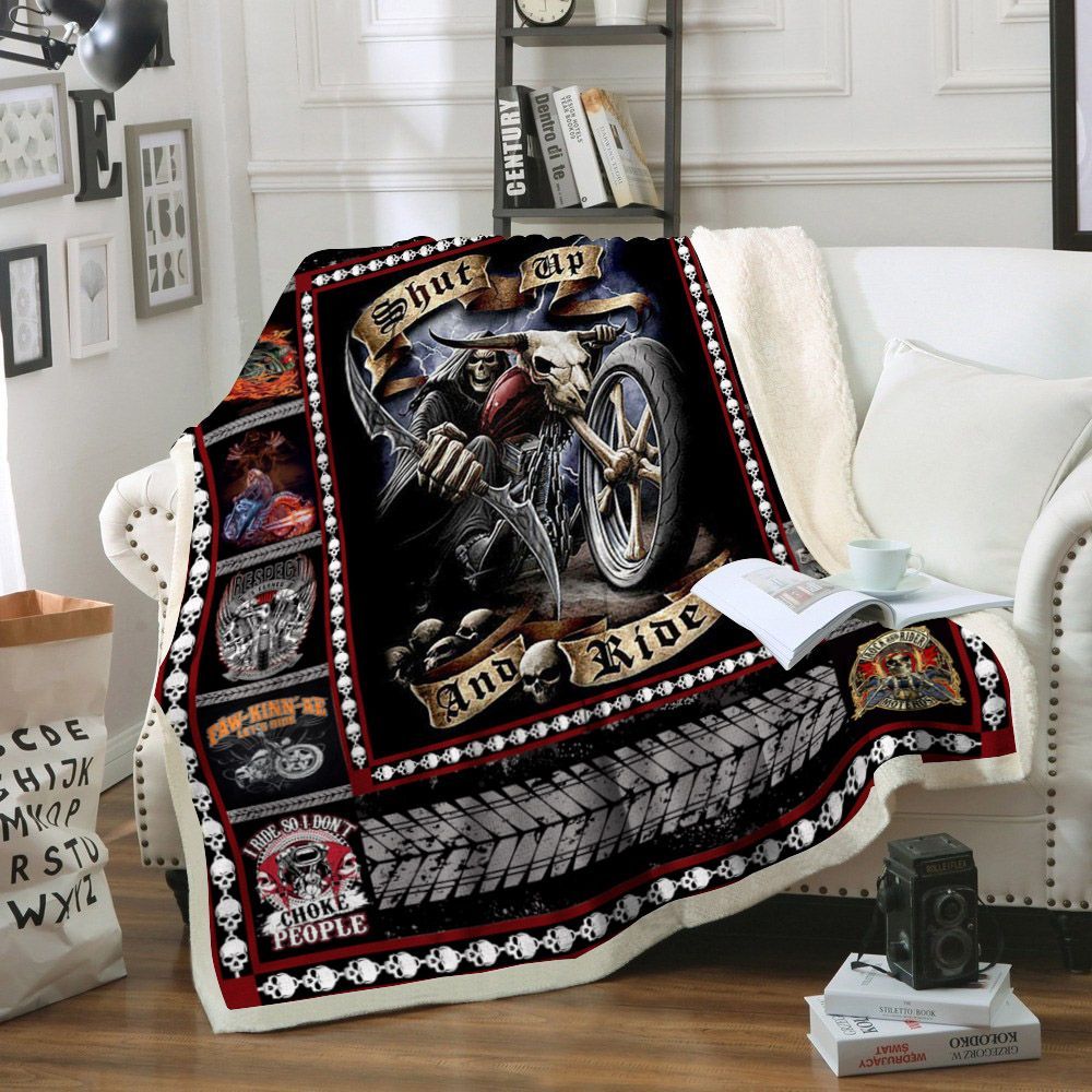 Motorcycle Sherpa Fleece Blanket