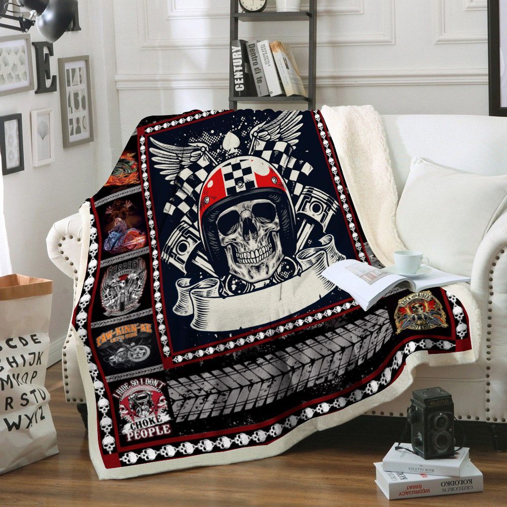 Motorcycle Sherpa Fleece Blanket