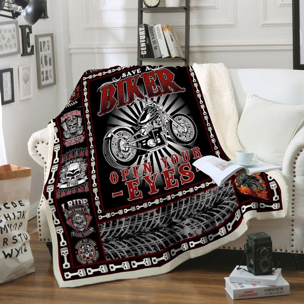 Motorcycle Sherpa Fleece Blanket