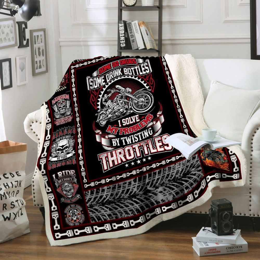 Motorcycle Sherpa Fleece Blanket