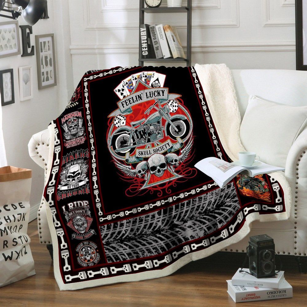 Motorcycle Sherpa Fleece Blanket