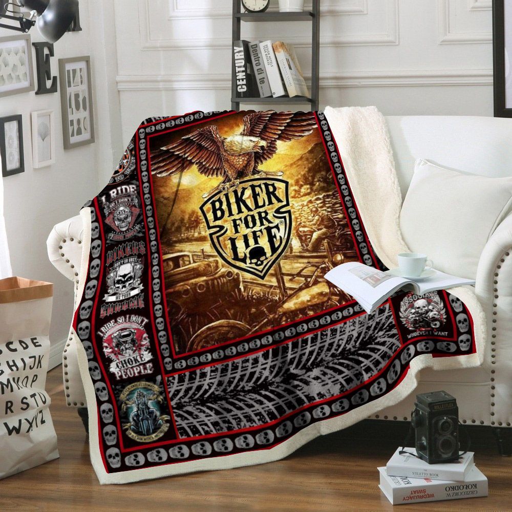 Motorcycle Sherpa Fleece Blanket