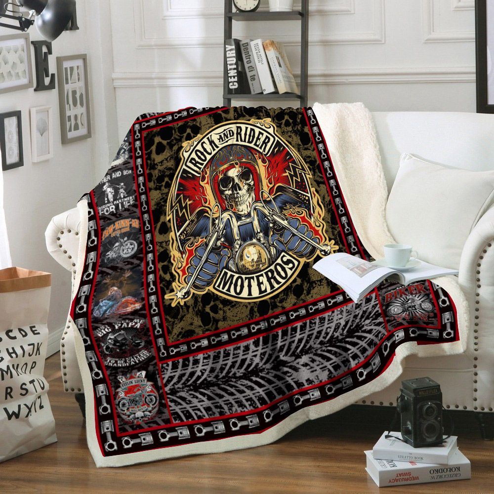 Motorcycle Sherpa Fleece Blanket