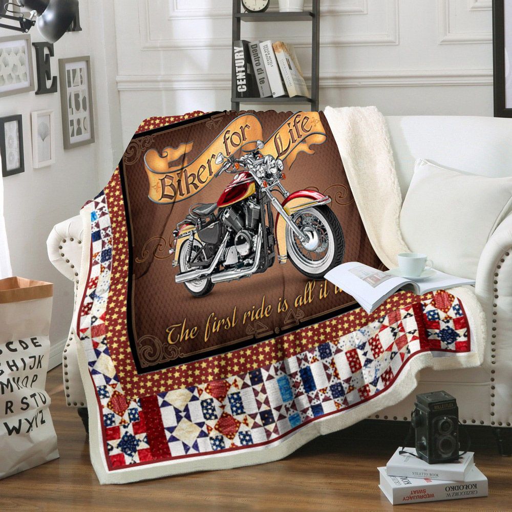 Motorcycle Sherpa Fleece Blanket
