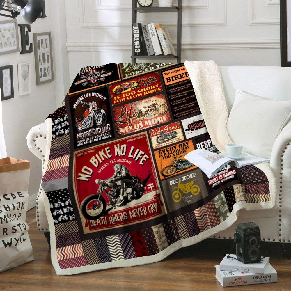 Motorcycle Sherpa Fleece Blanket